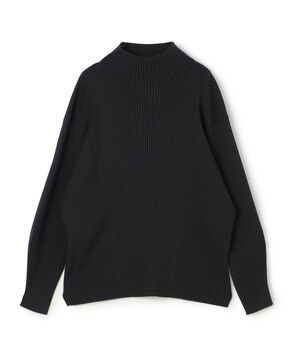ウールポリエステルストレッチリブ ハイネックプルオーバー